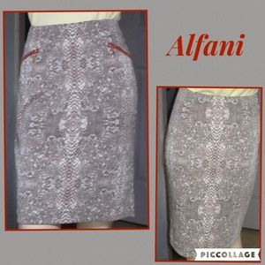 Alfani Pencil Mini Skirt - Gray/Khaki Animal Print